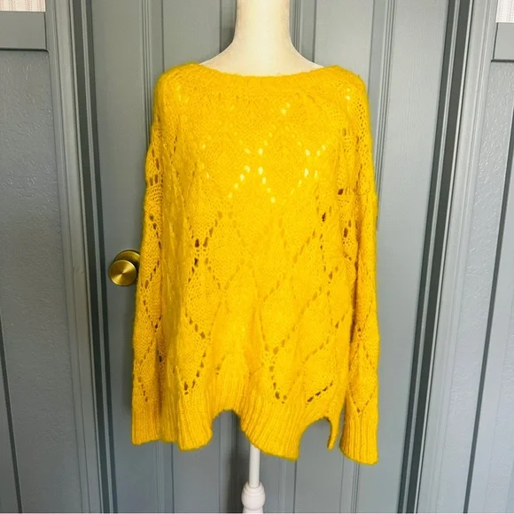 Anthropologie Sleeping on Snow Bright Lights Yellow Pullover Sweater M - Picture 4 of 9